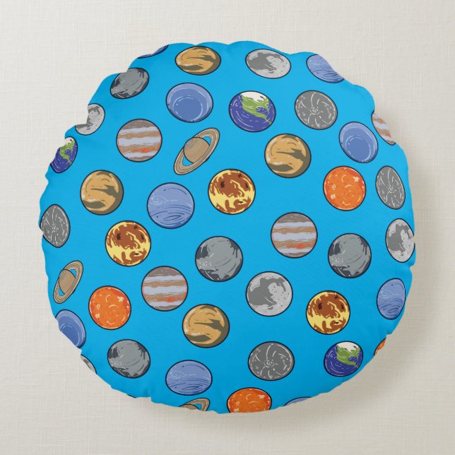 Space Galaxy Solar System Round Cushion (Front)
