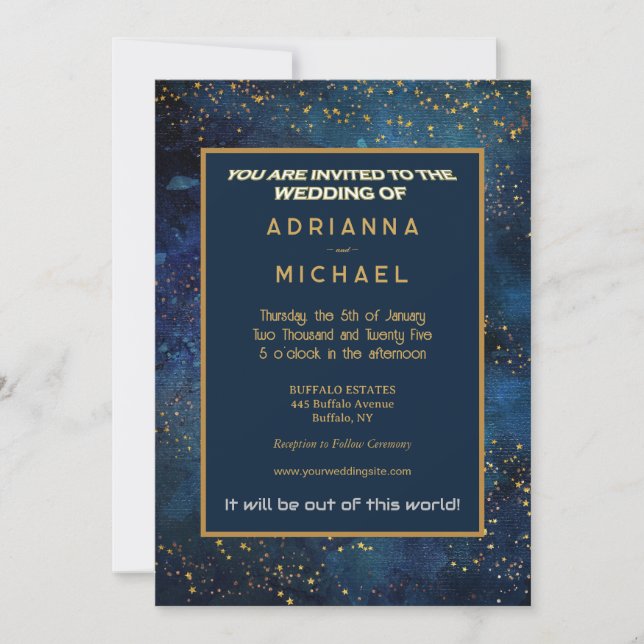 Space Galaxy Stars Wedding Invitation (Front)