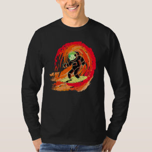 Space Galaxy Surfer Astronaut Surfing Red Wave Rid T-Shirt