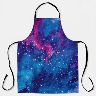 Space galaxy watercolor night sky with stars and n apron