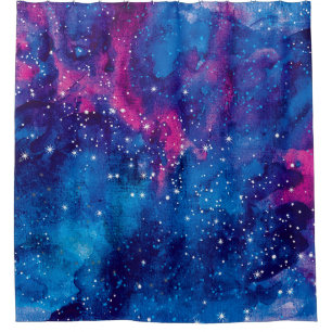 Space galaxy watercolor night sky with stars and n shower curtain