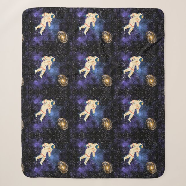 Space Galaxy with Astronaut Sherpa Blanket (Front)