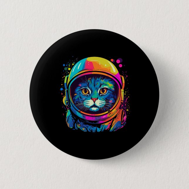 Space Gifts Cat Mum Cat Dad Men Women Kids Astrona 6 Cm Round Badge (Front)