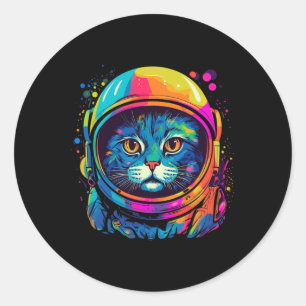 Space Gifts Cat Mum Cat Dad Men Women Kids Astrona Classic Round Sticker
