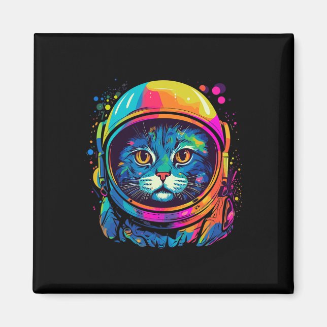 Space Gifts Cat Mum Cat Dad Men Women Kids Astrona Magnet (Front)