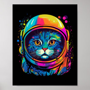 Space Gifts Cat Mum Cat Dad Men Women Kids Astrona Poster