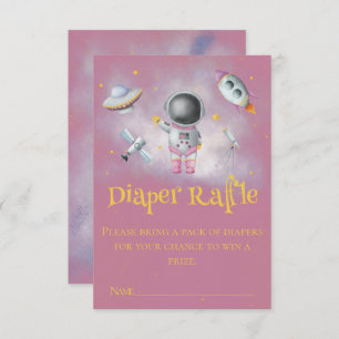 Space girl Astronaut rockets ufo star Baby Shower  Enclosure Card