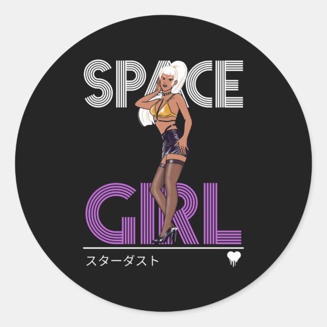 Space Girl - Stardust Fan - Anime Girl Classic Round Sticker (Front)