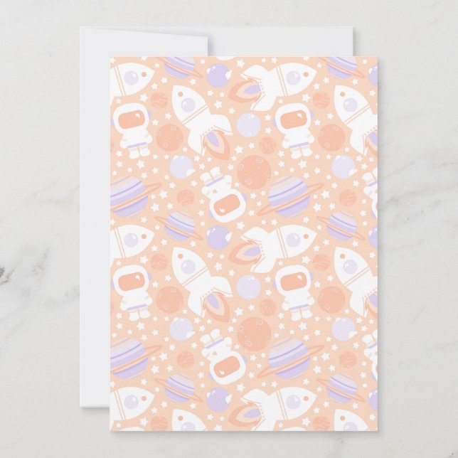 Space Girl Two the Moon Rocket Ship Party Invite (Back)