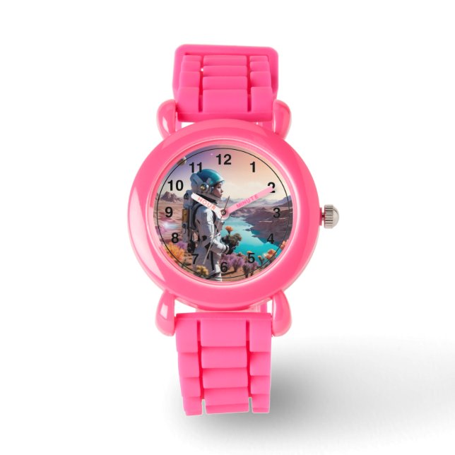 Space girl with plants | (with hours)  watch (Front)