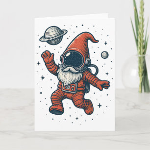 Space Gnome Christmas Astronaut Funny Galaxy Holid Card