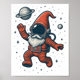 Space Gnome Christmas Astronaut Funny Galaxy Holid Poster