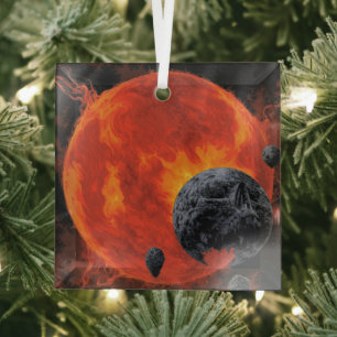 Space Graveyard Skull Halloween Galaxy of Horrors Glass Tree Decoration