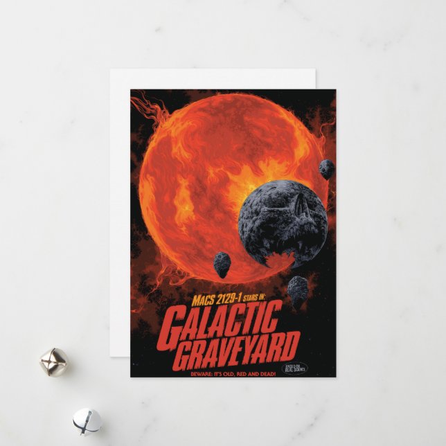 Space Graveyard Skull Halloween Galaxy of Horrors Holiday Card (Front/Back In Situ)