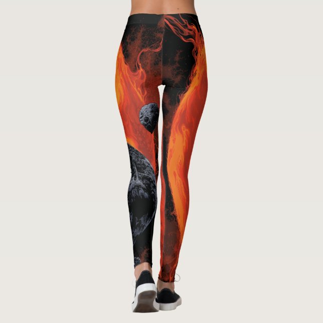 Space Graveyard Skull Halloween Galaxy of Horrors Leggings (Back)