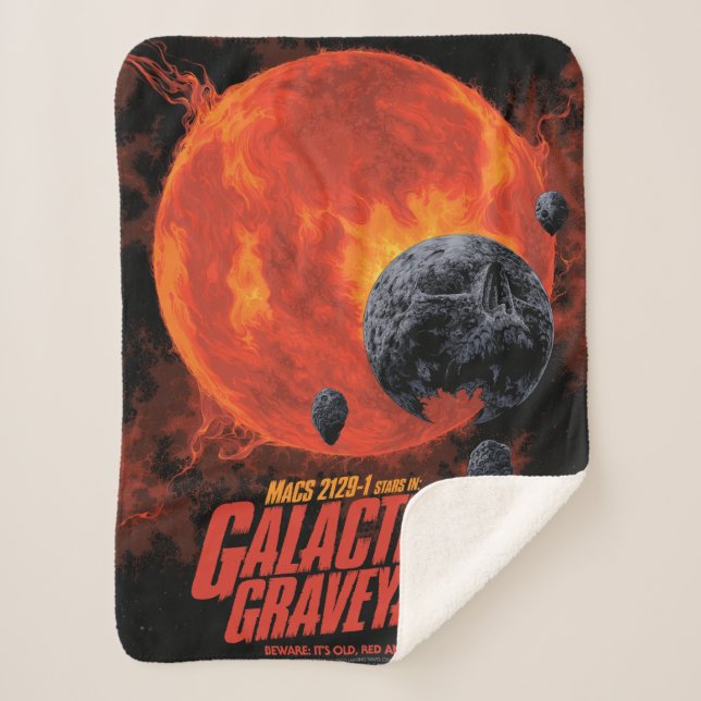 Space Graveyard Skull Halloween Galaxy of Horrors Sherpa Blanket (Front)