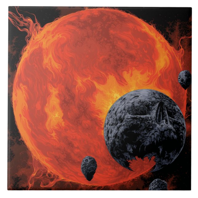 Space Graveyard Skull Halloween Galaxy of Horrors Tile (Front)