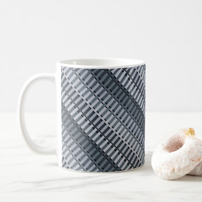 Space Grey Contemporary Abstract Stripe Pattern Coffee Mug (With Donut)