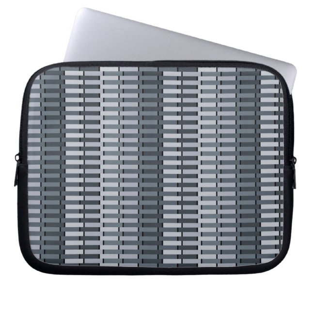 Space Grey Contemporary Abstract Stripe Pattern Laptop Sleeve (Front)
