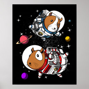 Space Guinea Pigs Astronauts Cosmic Cavy Pet Poster