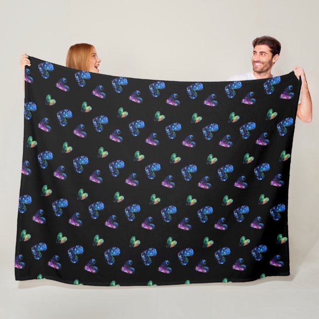 Space Hearts Fleece Blanket (In Situ)