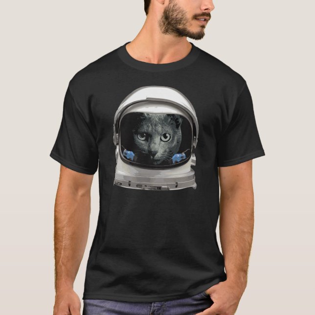 Space Helmet Astronaut Cat T-Shirt (Front)