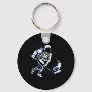 Space Hockey Astronaut Playing In Zero Gravity Key Ring