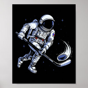 Space Hockey Astronaut Playing In Zero Gravity Poster