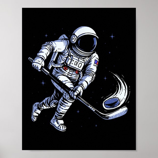 Space Hockey Astronaut Playing In Zero Gravity  Poster (Front)