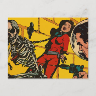 Space Horror - Vintage Science Fiction Comic Art Postcard