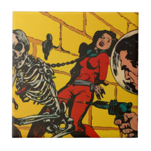 Space Horror - Vintage Science Fiction Comic Art Tile