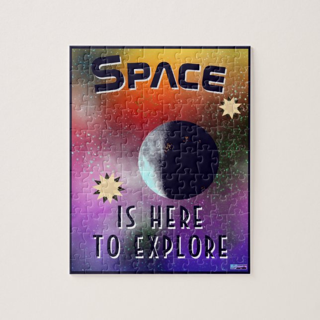 Space is here to explore it Sci-Fi Moon Nebula Jigsaw Puzzle (Vertical)