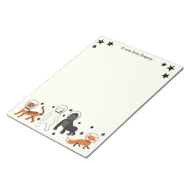 Space is Wild Animal Astronauts Writing Paper Notepad (Angled)