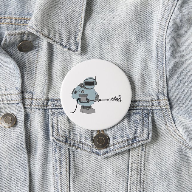 Space Janitor Spraying Stars Sci-Fi Astronaut  7.5 Cm Round Badge (Creator Uploaded)