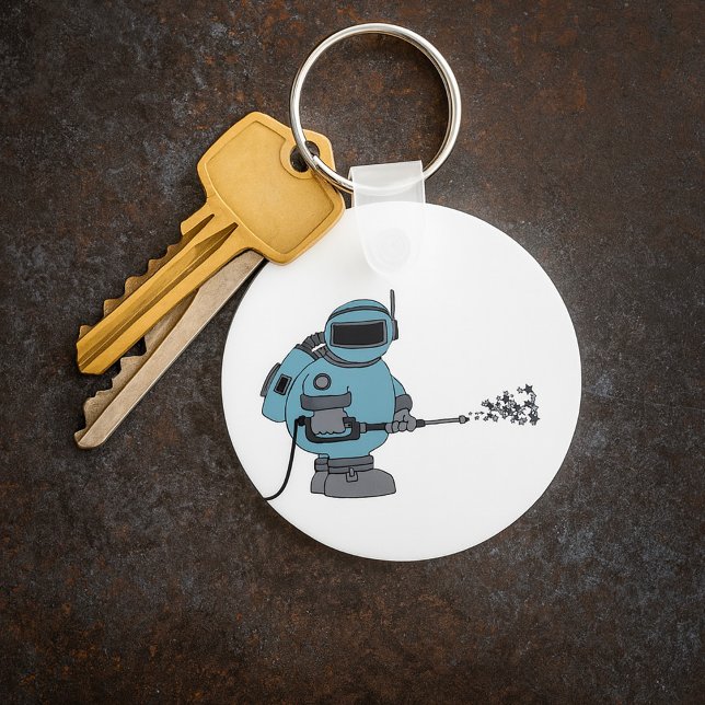 Space Janitor Spraying Stars Sci-Fi Astronaut  Key Ring (Creator Uploaded)