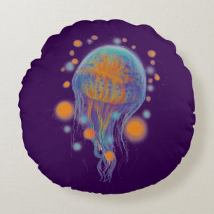 space jellyfish round cushion