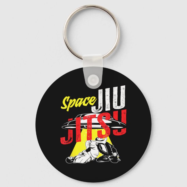 Space Jiu Jitsu Grappling UFO Alien Key Ring (Front)