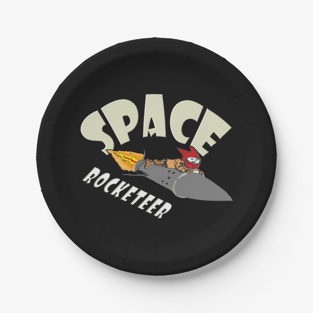 Space journey of a rocketeer  paper plate (Front)