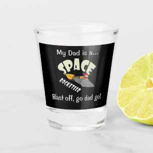 Space journey of a rocketeer shot glass