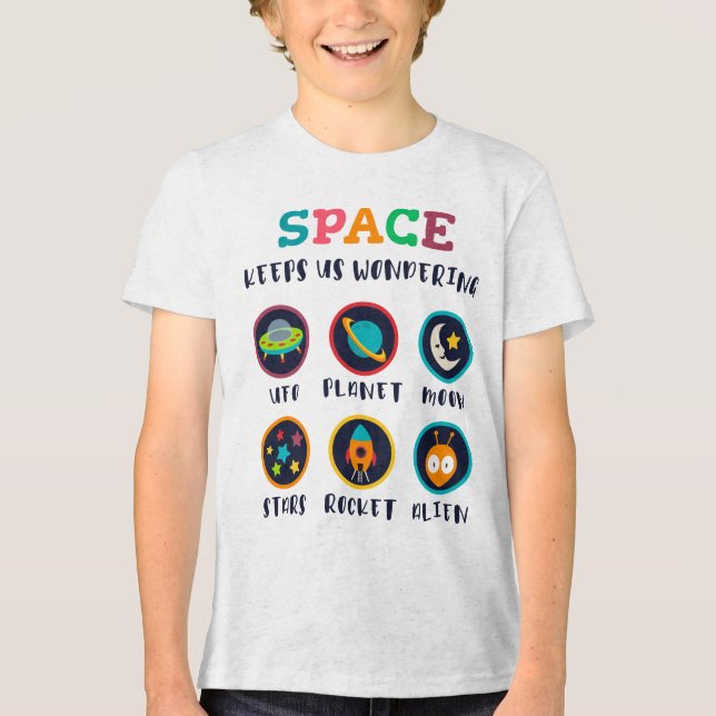 Space keeps us wondering Tri-Blend shirt (Front)
