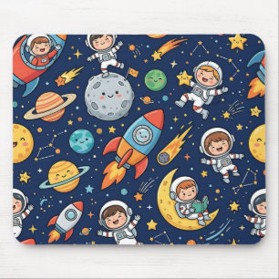 Space Kid Mousepad – Astronaut Rocket Pattern