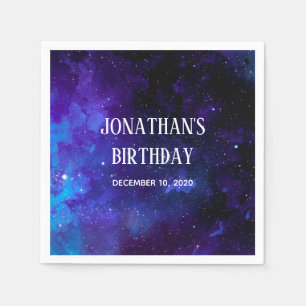 Space kids birthday. Planetarium party. Galaxy Napkin