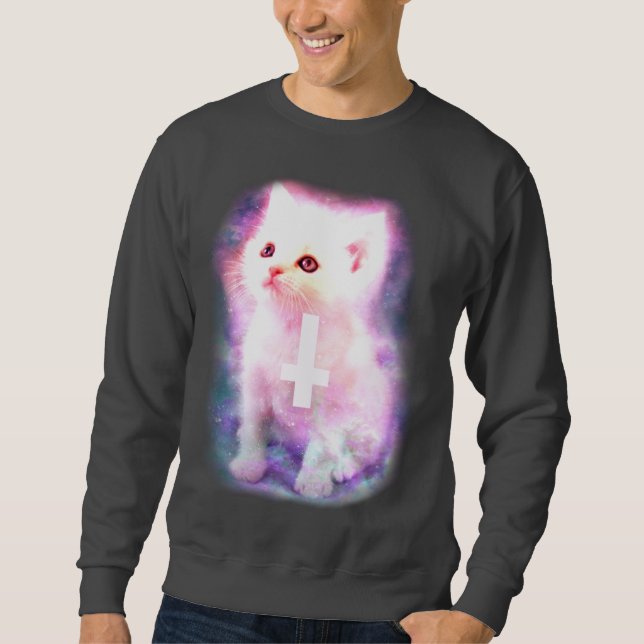 Space Kitten With Inverted cross Sweatshirt (Front)