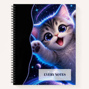 Space Kitten with Raised Paws – Cosmic Fun Notebook