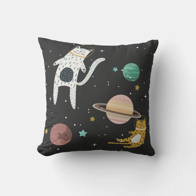 Space kitty and planet cushion (Front)