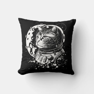 Space kitty with a moon. Astronaut cat Cushion