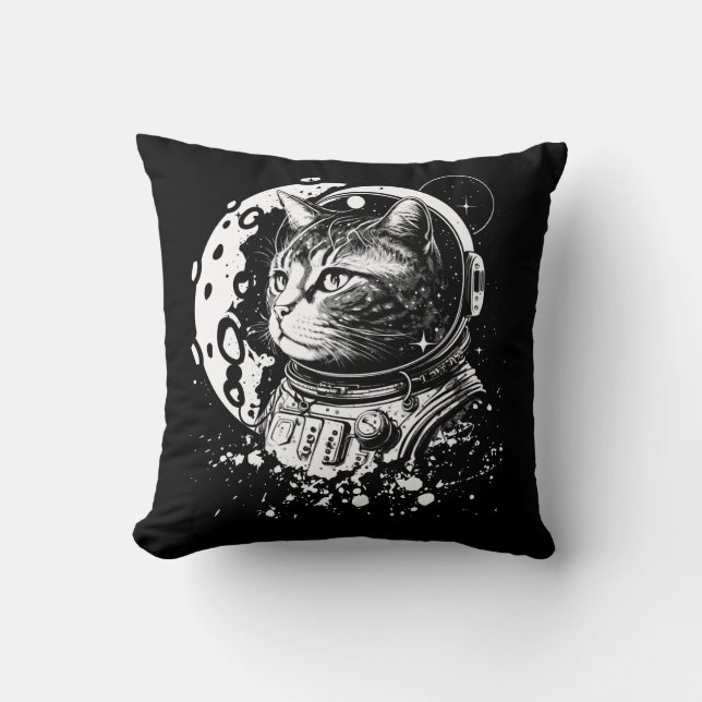 Space kitty with a moon. Astronaut cat Cushion (Front)