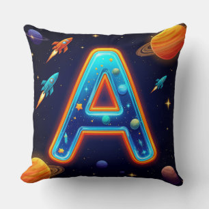 🌠 Space Letter A Galaxy Rockets Stars Planets 🌠 Cushion