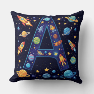 🚀 Space Letter A Rockets Planets Stars Kids 🚀 Cushion