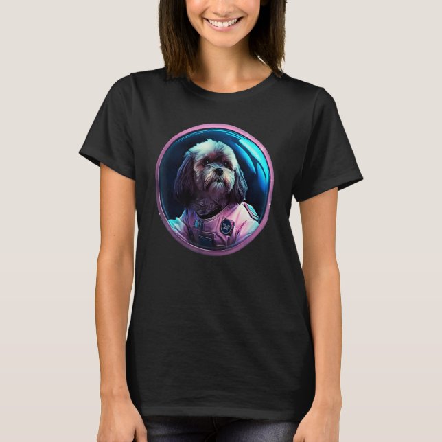 Space Lhasa Apso Dog Mom Dad Lhasa Apso T-Shirt (Front)